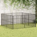 Parque para Cães com 8 Painéis Aço Galvanizado Preto