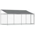 Jaula para Cão com Telhado/porta 4x2x2 M Aço Galvanizado Cinza