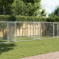 Jaula para Cão com Portas 8x2x1,5 M Aço Galvanizado Cinzento