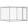 Jaula para Cão com Porta 2x2x1,5 M Aço Galvanizado Cinzento