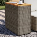 Mesa Apoio Jardim C/ Tampo Madeira 58x27,5x55 cm Vime Pe Cinza