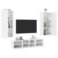 Móveis de Parede P/ Tv Derivados de Madeira Branco 5 pcs