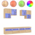 Conjunto Móveis de Parede P/ Tv C/ Luzes LED Carvalho Sonoma 6 pcs