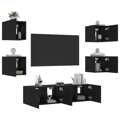 Móveis de Parede P/ Tv C/ Leds Derivados de Madeira Preto 6 pcs