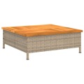 Mesa de Jardim 70x70x25 cm Vime e Madeira de Acácia Maciça Bege