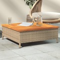 Mesa de Jardim 70x70x25 cm Vime e Madeira de Acácia Maciça Bege