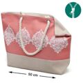 Bolsa Damasco Coral Praia 54 X 36,5 X 14 cm