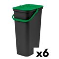 Caixote de Lixo para Reciclagem Tontarelli Moda 24 L Preto Verde (6 Unidades)