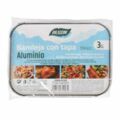 Bandeja com Tampa Algon Alumínio Retangular 590 Ml 19,5 X 14,5 X 4 cm (12 Unidades)