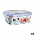 Lancheira Hermética Quttin Retangular 3,5 L (3 Unidades)