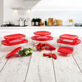 Lancheira Redonda com Tampa ô Cuisine Cook & Store 27 X 24 X 8 cm Vermelho 2,3 L Silicone Vidro (6 Unidades)