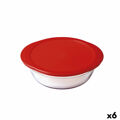 Lancheira Redonda com Tampa ô Cuisine Cook & Store 27 X 24 X 8 cm Vermelho 2,3 L Silicone Vidro (6 Unidades)