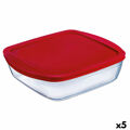 Lancheira Quadrada com Tampa ô Cuisine Cook & Store 25 X 22 X 5 cm Vermelho 2,2 L Silicone Vidro (5 Unidades)