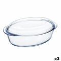 Travessa para o Forno Pyrex Classic com Tampa 33 X 20 X 10 cm Transparente Vidro (3 Unidades)