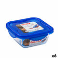 Lancheira Hermética Pyrex Cook & Go 16,7 X 16,7 X 7 cm Azul 850 Ml Vidro (6 Unidades)