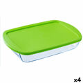 Lancheira Retangular com Tampa Pyrex Cook & Store Transparente Silicone Vidro (4,5 L) (4 Unidades)