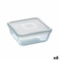 Lancheira Quadrada com Tampa Pyrex Cook & Freeze 850 Ml 14 X 14 cm Transparente Silicone Vidro (6 Unidades)