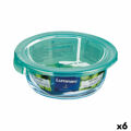 Lancheira Redonda com Tampa Luminarc Keep'n Lagon Turquesa 420 Ml 11,5 X 5,4 cm Vidro (6 Unidades)