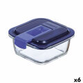 Lancheira Hermética Luminarc Easy Box Azul Vidro (380 Ml) (6 Unidades)