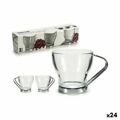 Conjunto de Chávenas de Café Prateado Metal Transparente Vidro 24 Unidades