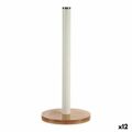 Porta-rolos de Cozinha Castanho Branco Metal Bambu (15 X 15 X 33,5 cm) (12 Unidades)