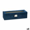 Caixa do Relógio Azul Metal Veludo (30,5 X 8,5 X 11,5 cm) (6 Unidades)