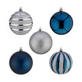 Conjunto de Bolas de Natal Prateado Azul Plástico (ø 6 cm) (6 Unidades)