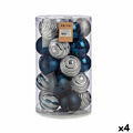 Conjunto de Bolas de Natal Prateado Azul Pvc (ø 8 cm) (4 Unidades)