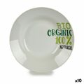 Prato Fundo Organic Branco Verde ø 20,6 cm Porcelana (10 Unidades)