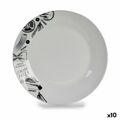 Plat Bord ø 24,4 cm Preto Branco Porcelana Pasta (10 Unidades)