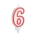 Vela Aniversário Número 6 Vermelho Branco (12 Unidades)