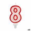 Vela Aniversário Número 8 Vermelho Branco (12 Unidades)