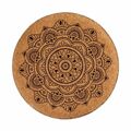 Puff Mandala Castanho Cortiça Madeira Mdf 34 X 39 X 34 cm (2 Unidades)