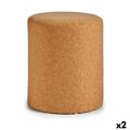 Puff Castanho Cortiça Madeira Mdf 34 X 39 X 34 cm (2 Unidades)