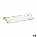 Tabuleiro Mármore Branco Dourado Metal Vidro 35 X 4,5 X 20 cm (6 Unidades)