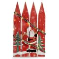 Decoração Suspensa Placa Pai Natal Leve LED Vermelho Plástico Madeira Mdf 34,7 X 4 X 60 cm (6 Unidades)