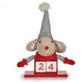 Figura Decorativa Rato Calendário Vermelho Cinzento Madeira 20 X 11 X 20 cm (8 Unidades)