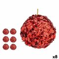 Conjunto de Bolas de Natal Lantejoulas Vermelho Plástico 10 X 10 X 10 cm (8 Unidades)