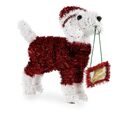 Figura Decorativa Cão Enfeite Cintilante Branco Vermelho Polipropileno Pet 9 X 23 X 29,5 cm (12 Unidades)