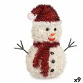 Figura Decorativa Boneco de Neve Enfeite Cintilante Branco Vermelho Polipropileno Pet 24 X 26 X 14 cm (9 Unidades)