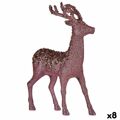 Figura Decorativa Rena de Natal Cor de Rosa Plástico 15 X 45 X 30 cm (8 Unidades)