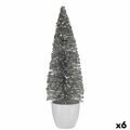Figura Decorativa árvore de Natal Branco Prateado Plástico 10 X 33 X 10 cm (6 Unidades)