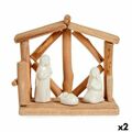 Presépio de Natal Branco Natural Madeira Cerâmica 17 X 14,5 X 8 cm (2 Unidades)