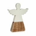 Figura Decorativa Anjo Branco Castanho Madeira Cerâmica 2,5 X 18 X 15 cm (6 Unidades)