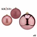 Conjunto de Bolas de Natal Cor de Rosa Pvc 10 cm (12 Unidades)