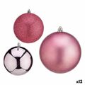 Conjunto de Bolas de Natal Cor de Rosa Plástico 10 X 11 X 10 cm (12 Unidades)