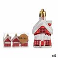Conjunto de Decorações de Natal Casa Branco Vermelho Dourado Plástico 2,5 X 7 X 4 cm (12 Unidades)
