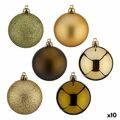 Conjunto de Bolas de Natal Verde Dourado Plástico 6 X 7 X 6 cm (10 Unidades)