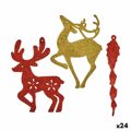 Conjunto de Decorações de Natal Vermelho Dourado Plástico 14,5 X 14,5 X 2 cm (24 Unidades)