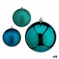 Conjunto de Bolas de Natal Azul Plástico 10 X 11 X 10 cm (16 Unidades)